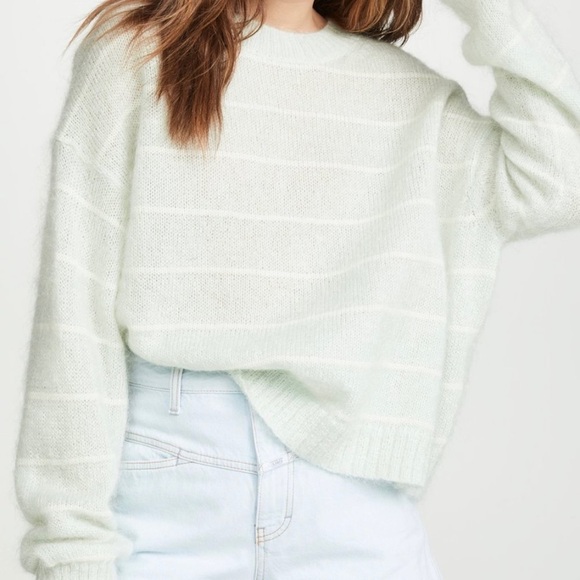 Acne Studios Kassidy Striped Crew Neck Sweater in Pale Green Large - Picture 2 of 9